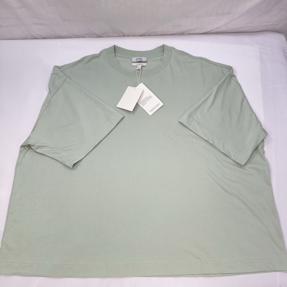 NEW COS Women's L / XL Oversized Tee Tshirt 100% Organic Cotton Boxy Green - Picture 5 of 13